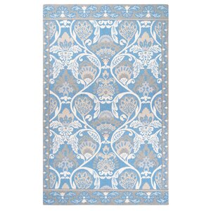 Quinn Hand-Hooked Blue Area Rug