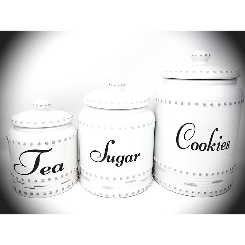 August Grove Ceramic 3 Piece Kitchen Canister Set With Air Tight Lids Reviews Wayfair