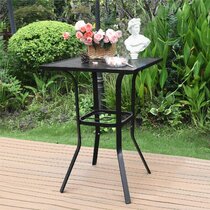 Jur_Global Bar Height Patio Table Outdoor Round High Top Pub Table Durable Cast Iron 26 Inch Diameter 40 Inch Tall