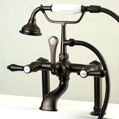 Kingston Brass Bel Air Triple Handle Deck Mounted Clawfoot Tub