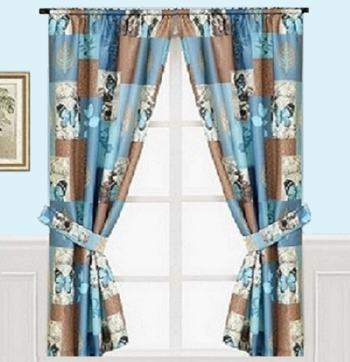 August Grove Nate Butterfly Bath Window Sheer Rod Pocket Curtains