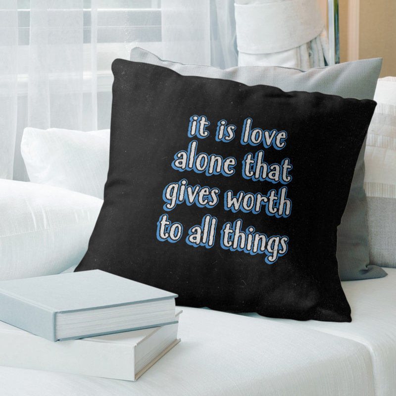 East Urban Home Love Inspirational Quote Chalkboard Style Pillow W Removable Insert Spun Polyester Wayfair
