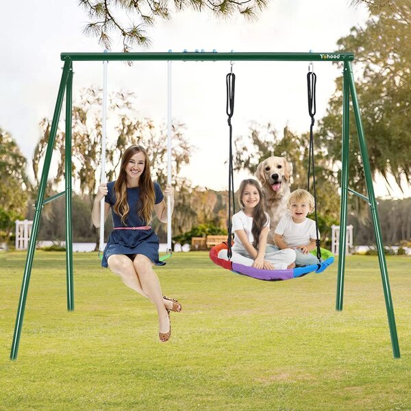 2 *Hook & Carabiner 2* Kids Adults Chain Swing Seat Playground Garden Swing Set 