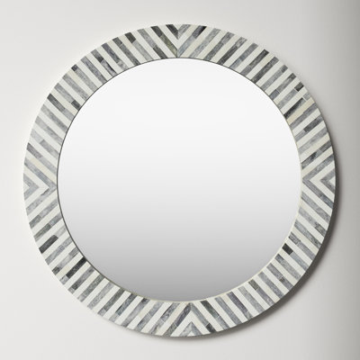 Demson Round Bone Framed Wall Mounted Mirror