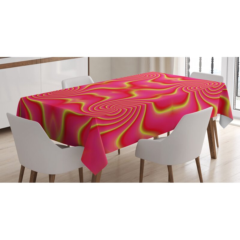 East Urban Home Ambesonne Spires Tablecloth Digital Pop Art Produced Expanding Shady Lines And Nested Shape Design Print Rectangular Table Cover For Dining Room Kitchen Decor 52 X 70 Red Yellow Wayfair