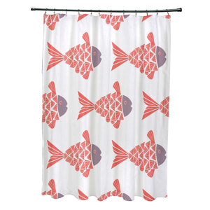 Grand Ridge Polyester Fish Tales Coastal Shower Curtain