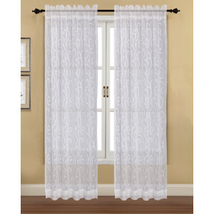 Blair Nature/Floral Sheer Rod Pocket Curtain Panels (Set of 2)