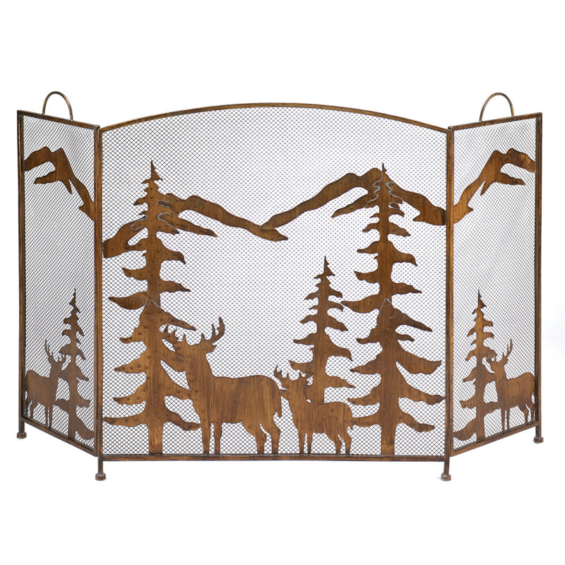 Iron Fireplace Screens zingz & thingz mountain wilderness 3 panel wrought iron fireplace Iron Fireplace Screens zingz & thingz mountain wilderness 3 panel wrought iron fireplace