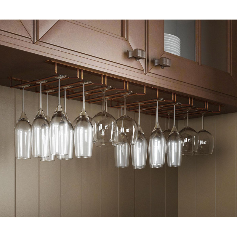 Rebrilliant Ivery Under Cabinet Wine Glass Rack In Oil Rubbed Bronze Reviews Wayfair
