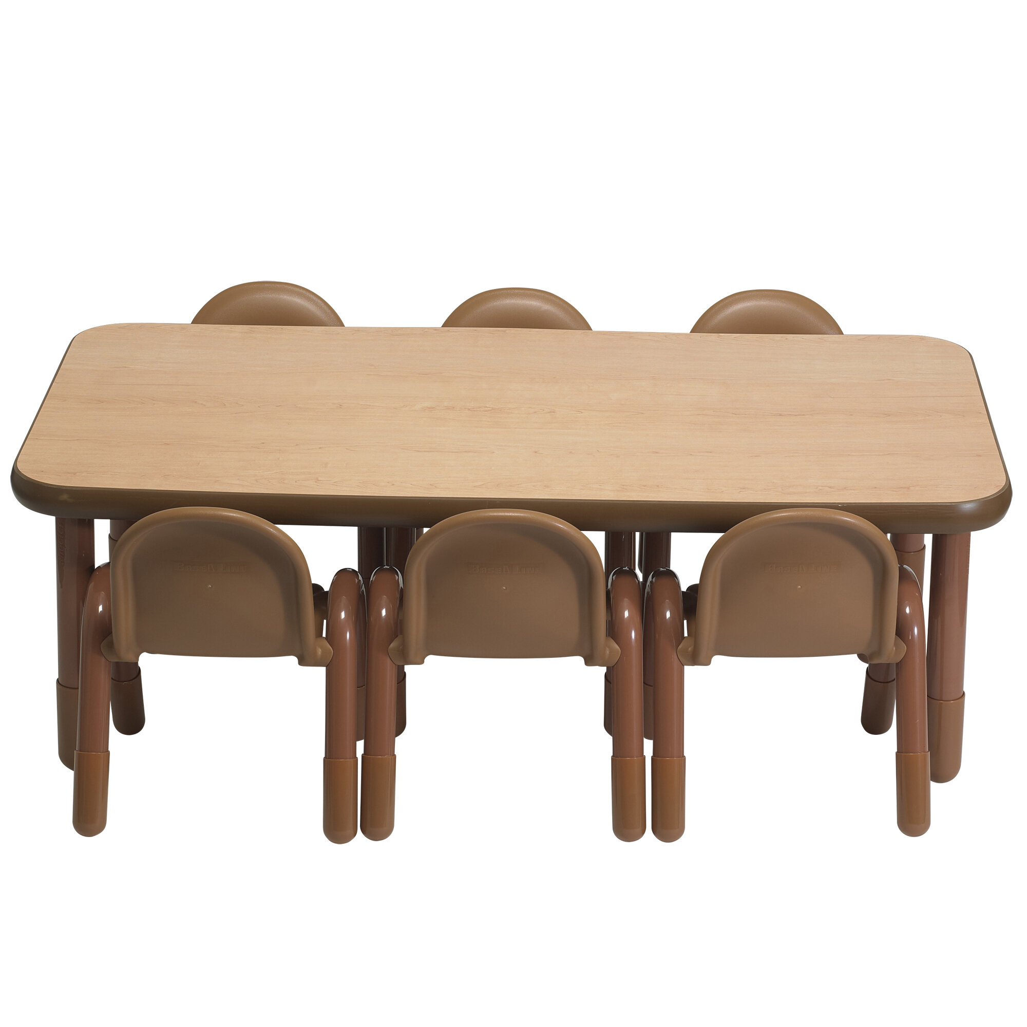 Angeles Baseline Preschool 60 X 30 Rectangular Table 6 Chairs Set Natural Wood Wayfair