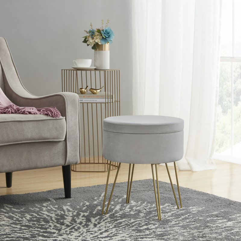 Elrosa 15 Velvet Round Storage Ottoman Reviews Allmodern
