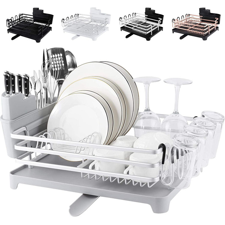 Aluminum Dish Drying Rack, Compact Rustproof Dish Rack And Drainboard Set,  Dish Drainer With Adjustable Swivel Spout, Removable Cutlery And Cup ...