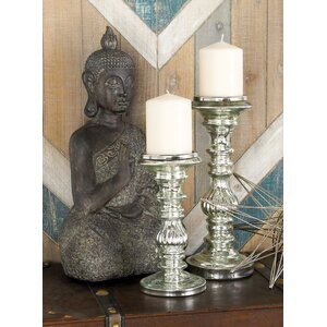 2 Piece Metal Candlestick Set