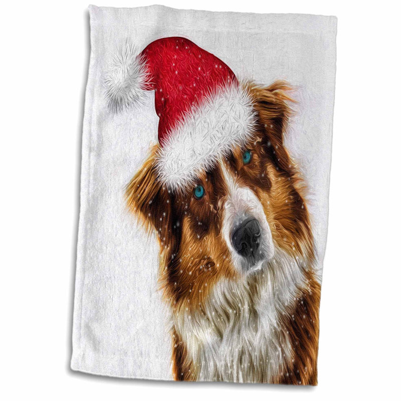 East Urban Home Franklin Cute Australian Shepherd Dog In Santa Hat