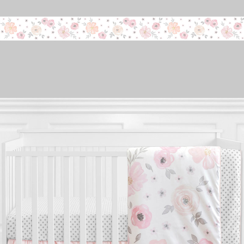 Sweet Jojo Designs Watercolor Floral 15 L X 6 W Smooth Wallpaper