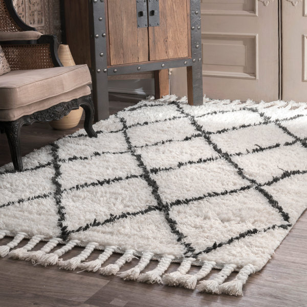 Langley Street Twinar Geometric Hand Knotted Wool Off White Dark Gray Area Rug Reviews Wayfair