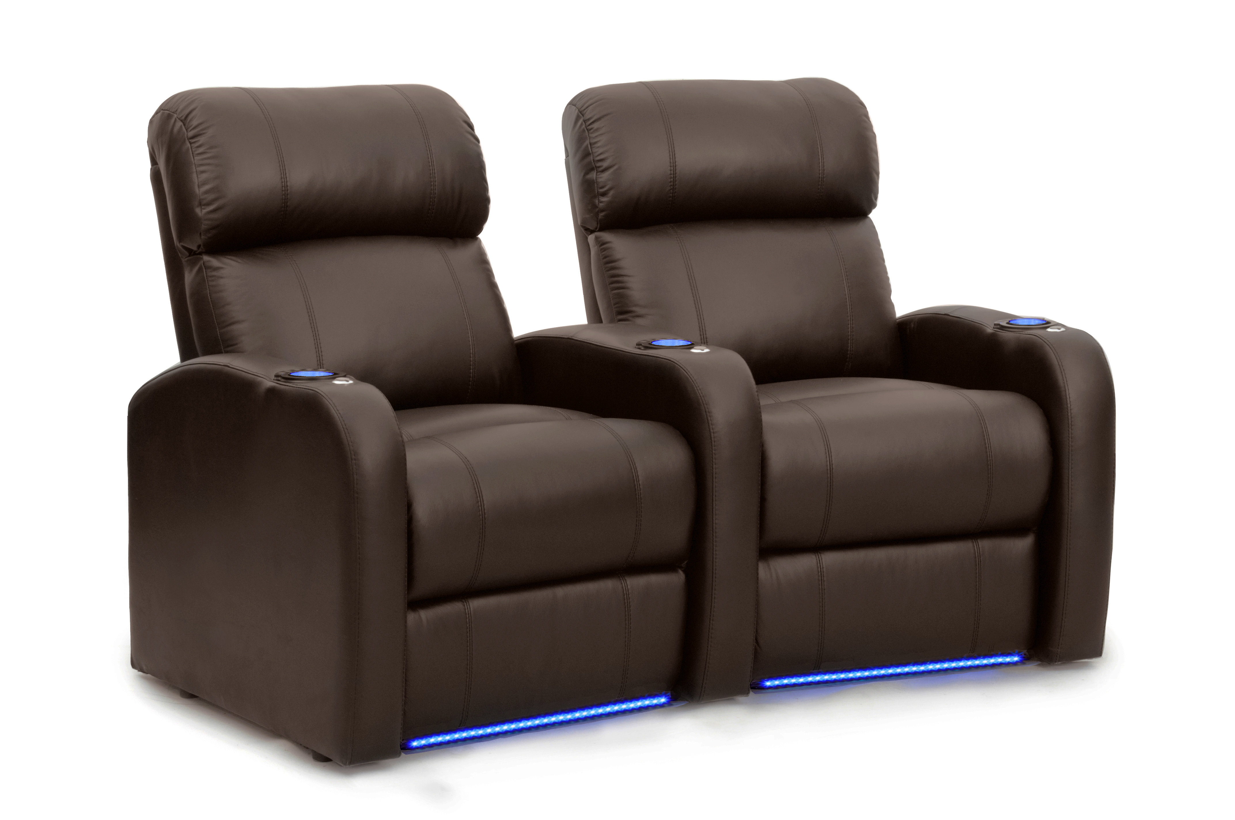 Red Barrel Studio® Komi 67.5'' Wide Genuine Leather Home Theater Loveseat with Cup Holder Wayfair