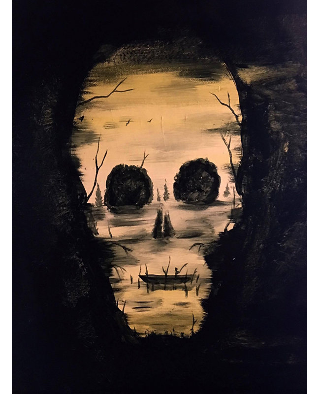 Buy Art For Less Fish Bones Skull By Ed Capeau Painting Print On