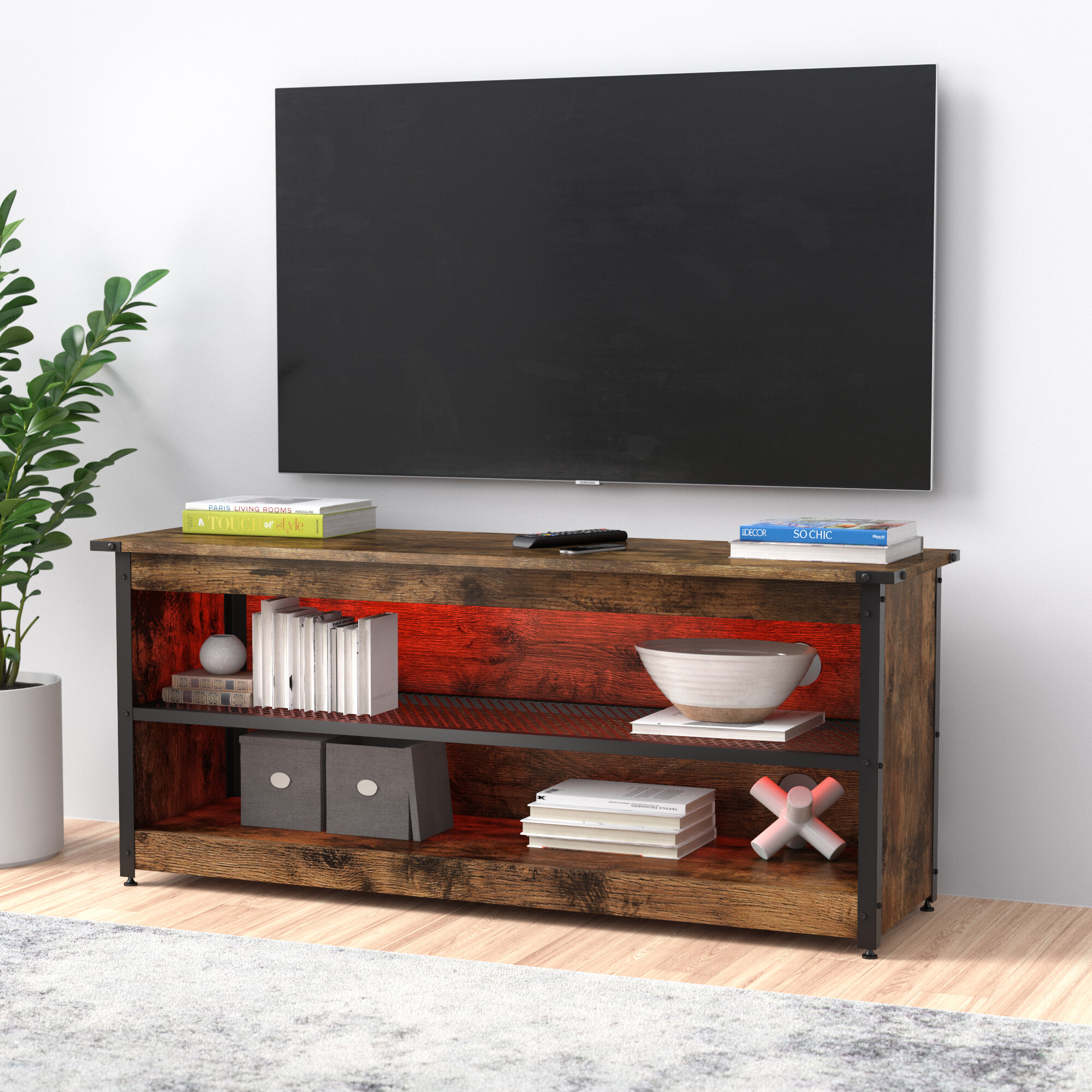 TV Stand and Mount For Flat Screen Up To 65" Storage for Modern Entertainment 