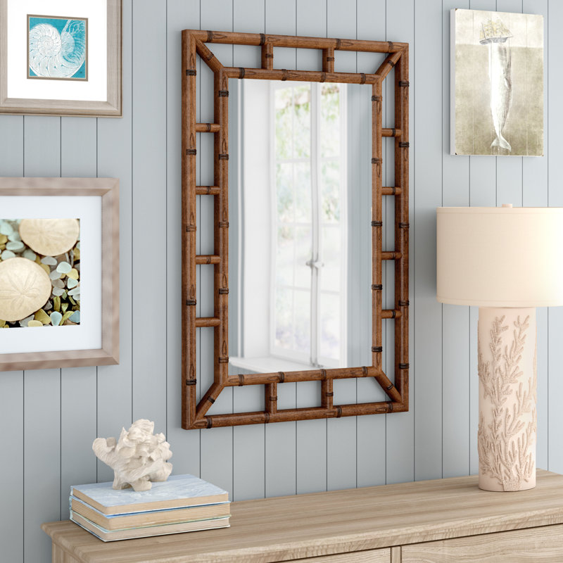 Beachcrest Home Cleta Bamboo Brown Traditional Beveled Wall Mirror Reviews