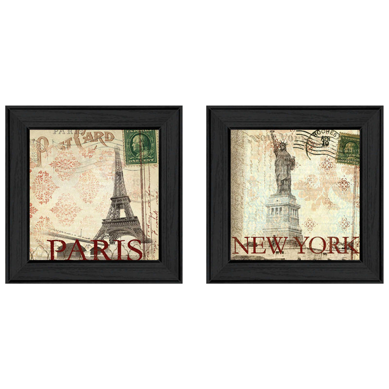 Trendy Decor 4u Post Cards 2 Piece Picture Frame Graphic Art Print Set On Paper Wayfair