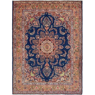 Navy Blue Oriental Rugs Wayfair One Of A Kind Winterstown Fade Resistant Persian Hand Woven Wool Navy Blue Oriental Area Rug With Fringe