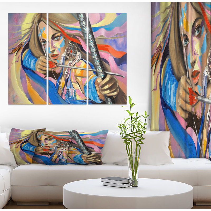 East Urban Home Woman Portrait Dream Catcher Oil Painting Print