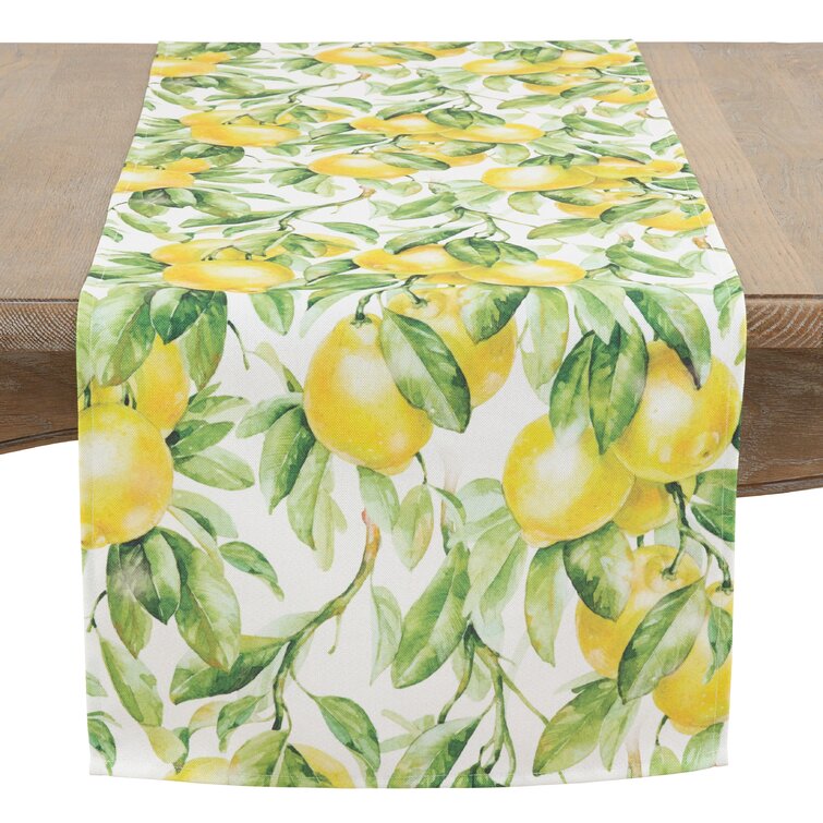 Table Runner Lemon Fruit Fresh Yellow Summer Kitchen Citrus Cotton Decoration YS