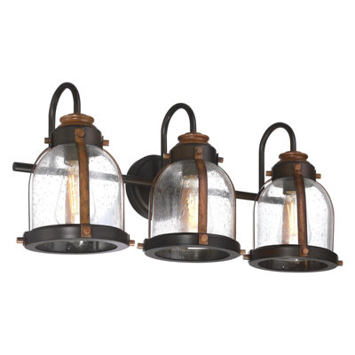 Gzifa 3 - Light Dimmable Oil Rubbed Bronze & Barnwood Vanity Light (incomplete missing glass) 