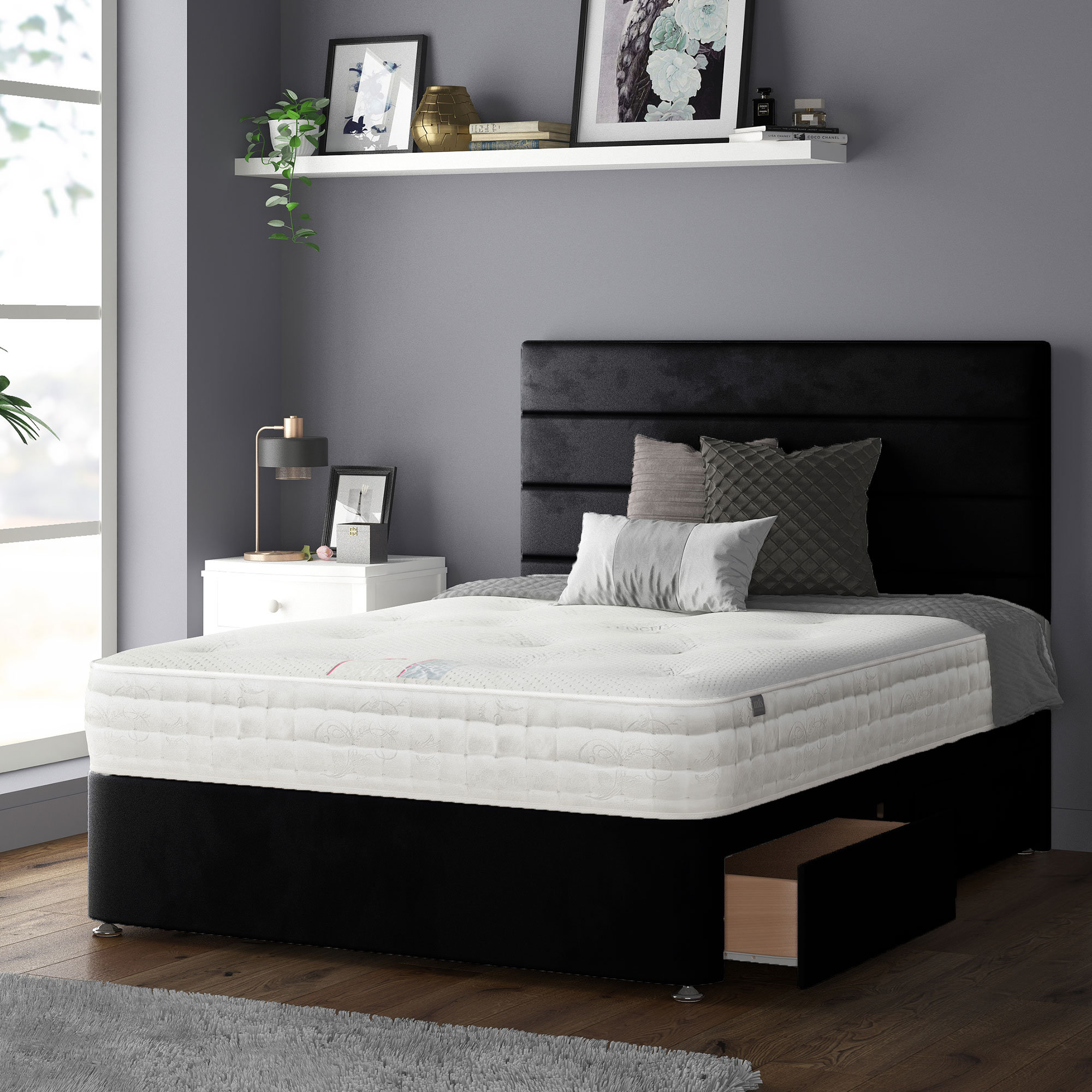 Fairmont Park Kiara Stripped Floor Standing Headboard With Divan Base 2