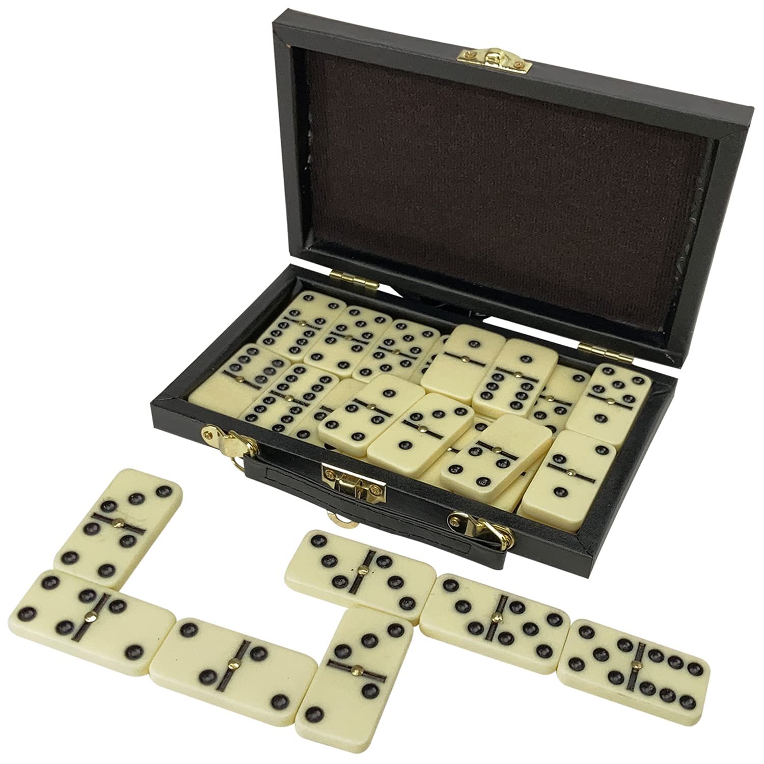 Weihnachtsgeschenke Domino aus Holz Spiele Set 28 Doppel-sechs Fliesen mit Aufbewahrungsbox