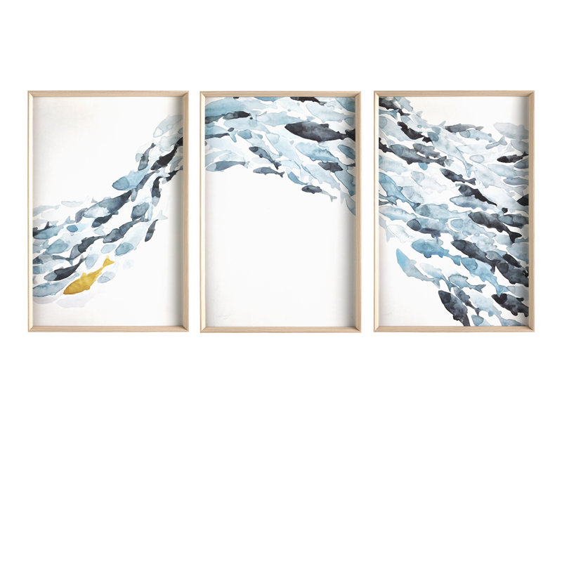 Breakwater Bay Goldfish By Deborah Pearce 3 Piece Picture Frame Painting Set On Paper Wayfair Co Uk