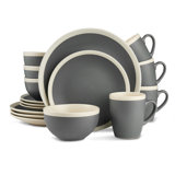 black and cream dinner set
