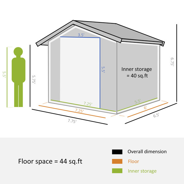 7.7 ft. W x 6.5 ft. D Wood Storage Shed