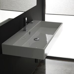 Ceramica II Unlimited Ceramic Rectangular Vessel Bathroom Sink with Overflow