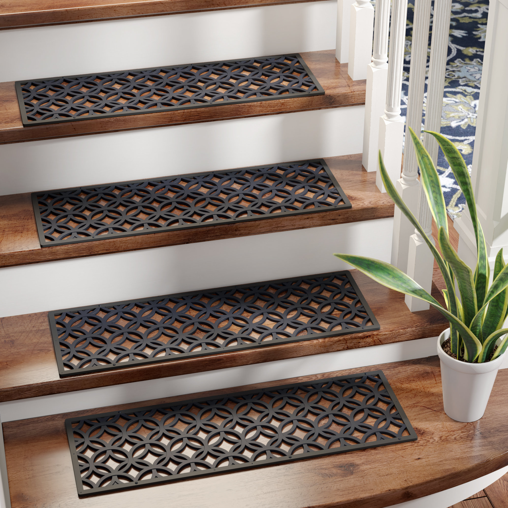 Anti-Slip Step Mat with Nosing Rubber Stair Treads Non-Slip Outdoor 35/”x10/” 5-Pack
