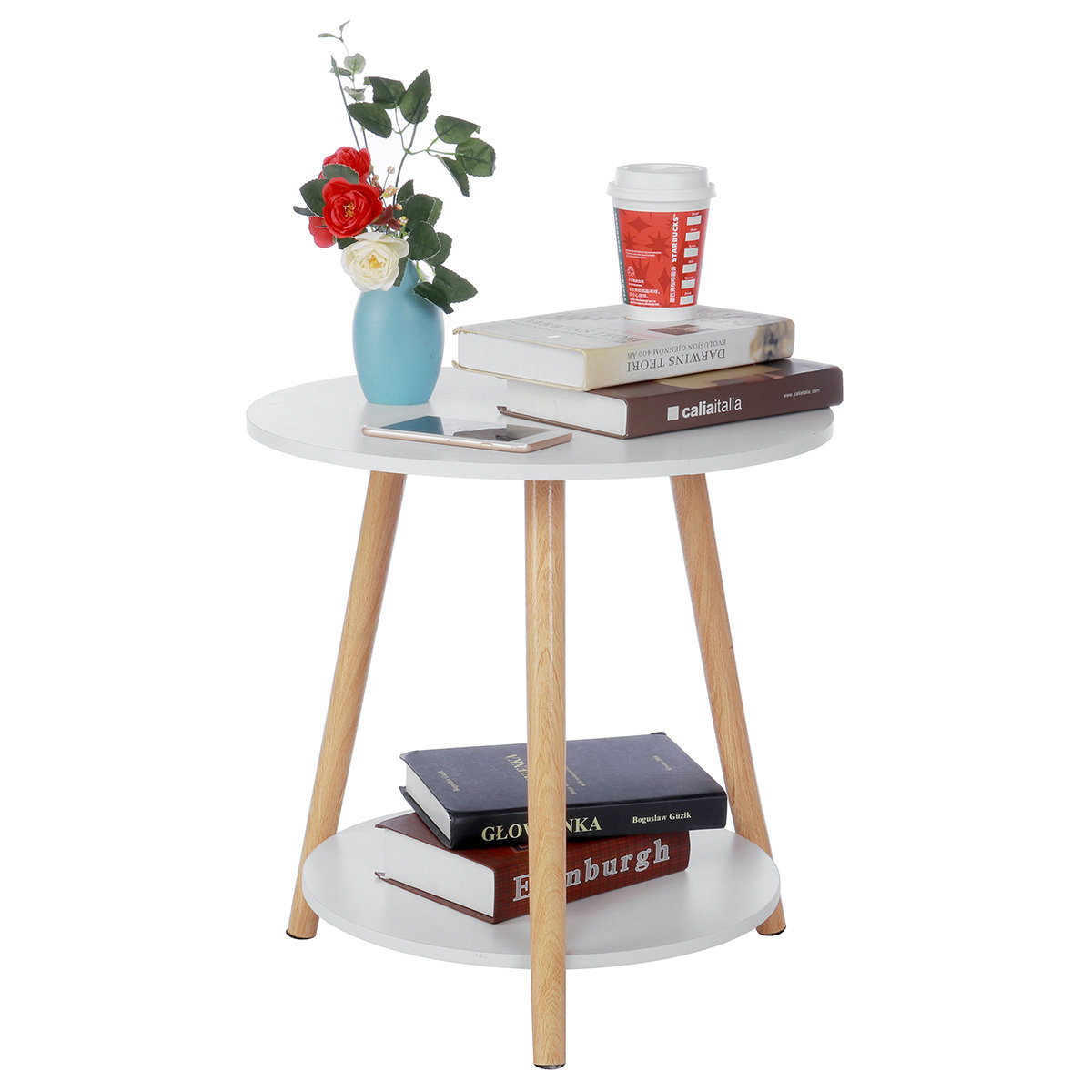 Corrigan Studio® Modern Wooden Round Coffee Tea Table Sofa Side Table