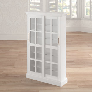 Sliding Door Multimedia Cabinet In White By Laurel Foundry Modern Farmhouse