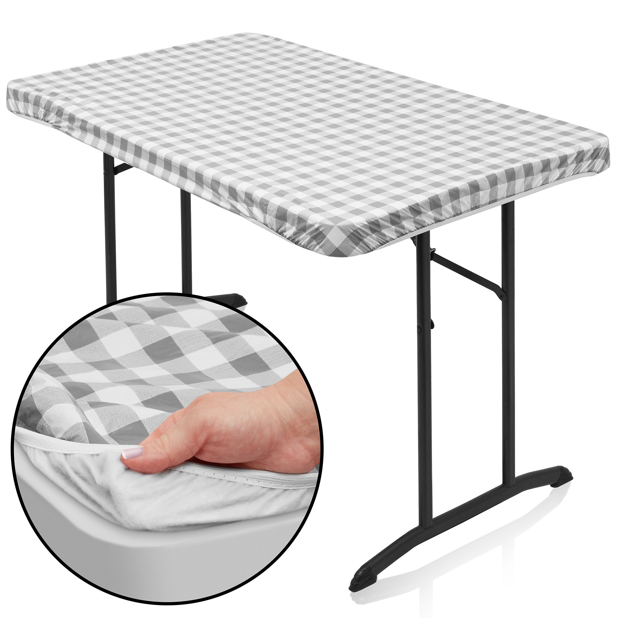 Gracie Oaks Mariechristine Fitted Vinyl Tablecloth W Flannel Backing   Mariechristine Fitted Vinyl Tablecloth W Flannel Backing Checkered 