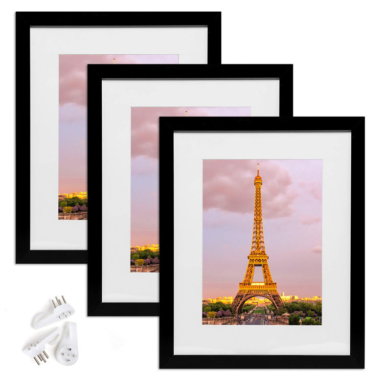 Latitude Run 12x16 Picture Frame Set Of 3 Made Of High Definition Glass For 8 5x11 With Mat Or 12x16 Without Mat Wall Mounting Photo Frame Wayfair
