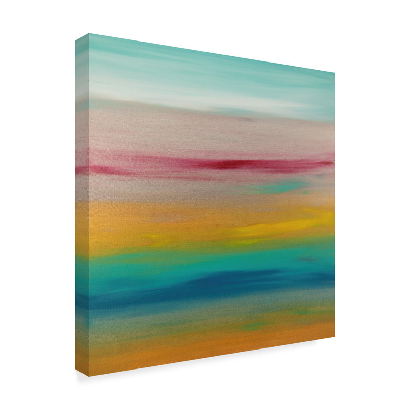 Trademark Art Sunset Stripes Orange Pink Acrylic Painting Print