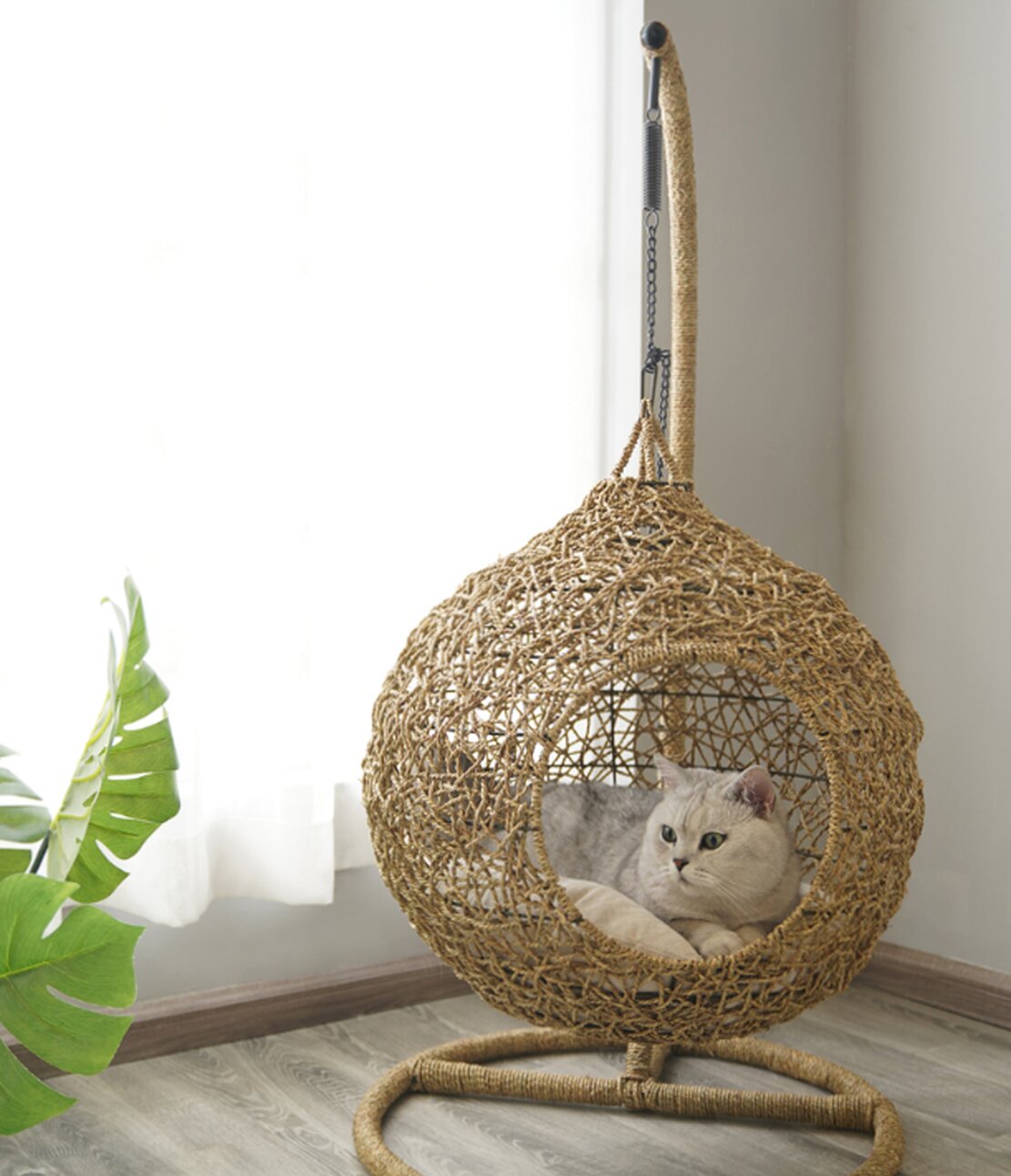 hanging wicker cat bed