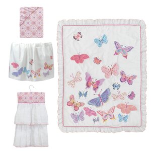 Butterfly Garden 4 Piece Crib Bedding Set