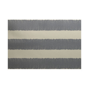 Leann Twisted Stripe Print Gray Indoor/Outdoor Area Rug
