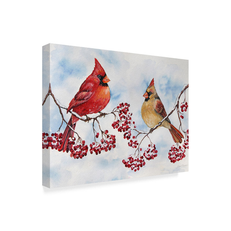 The Holiday Aisle Cardinals And Winter Berries Acrylic Painting
