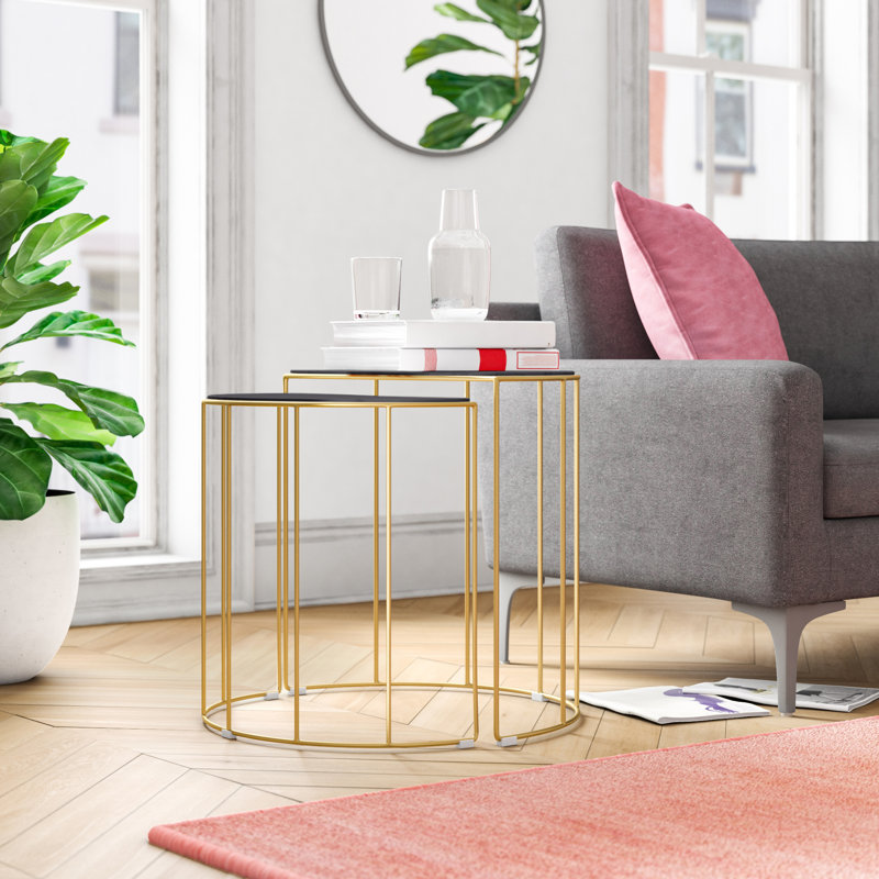 Allmodern Cortez 2 Piece Marble Top Frame Nesting Tables Reviews Wayfair