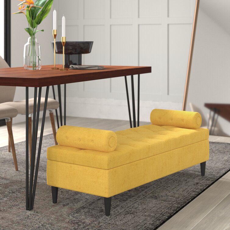 mustard upholstered bench