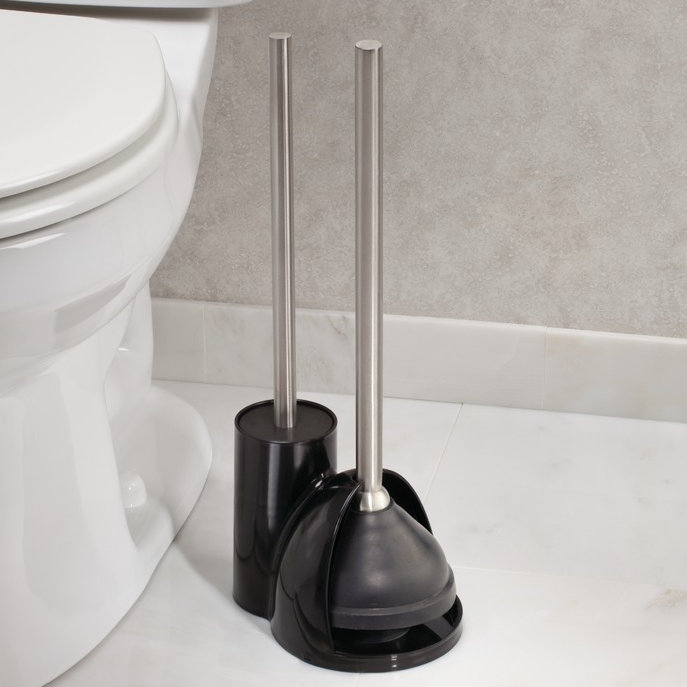 stainless steel toilet brush and plunger set