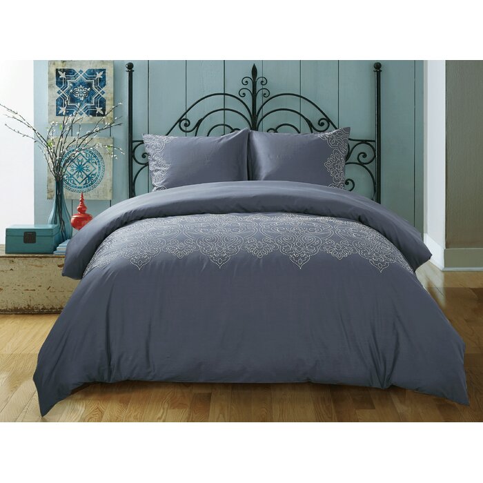 Harrison Blue Reversible Bed Duvet Cover and Pillowcase Set Double Size