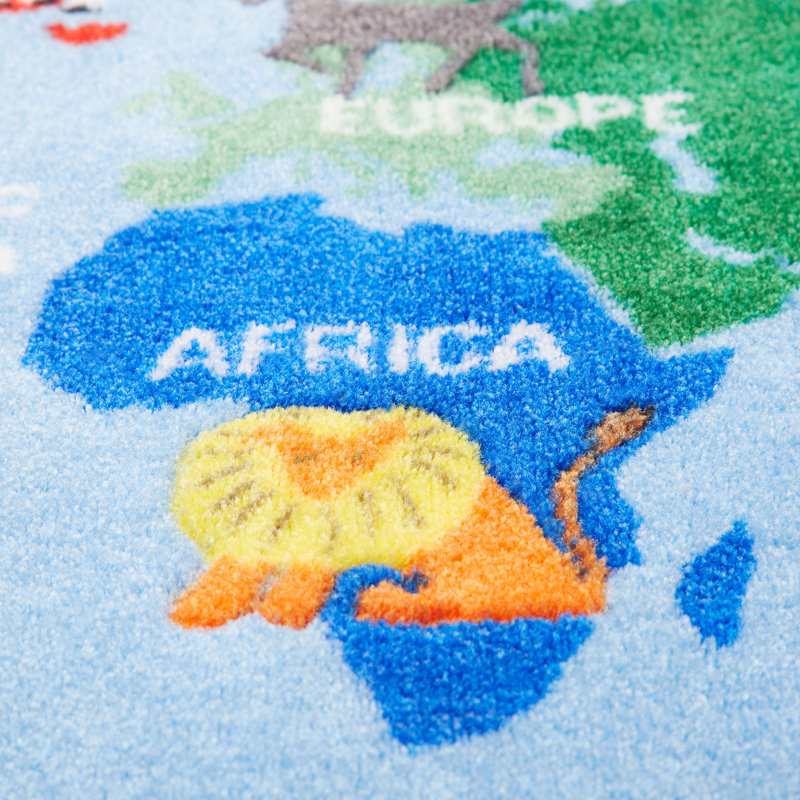 Eric Carle World Map Educational Blue Area Rug Reviews Wayfair World Map Educational Blue Area Rug